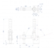 Vertical Toggle Clamp Flat Base Slotted Arm