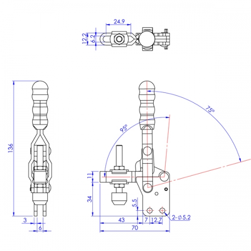 Vertical Toggle Clamp Straight Base All Arm Types