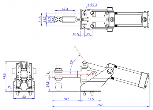 Pneumatic Vertical Toggle Clamps