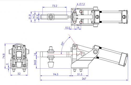 Pneumatic Vertical Toggle Clamps