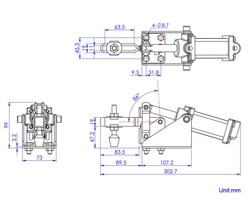 Pneumatic Vertical Toggle Clamps