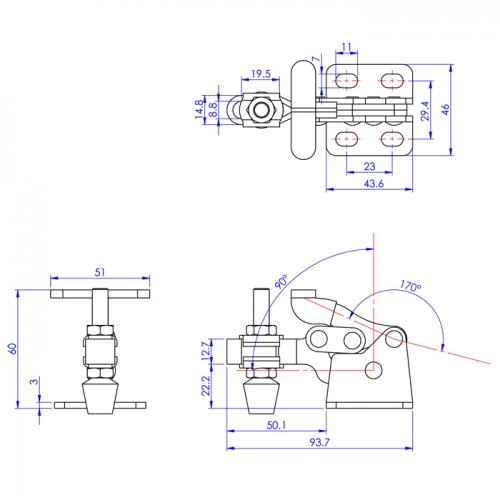 Vertical Toggle Clamp 'T' Handle & Low Profile