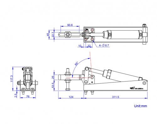 Pneumatic Vertical Toggle Clamps