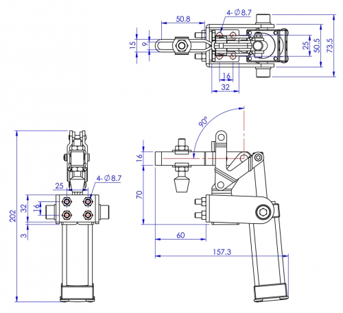 Pneumatic Side Mounting Toggle Clamps