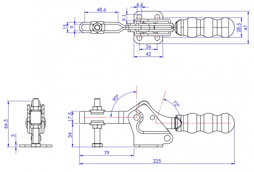 Horizontal Toggle Clamp Flat Base All Arm Types