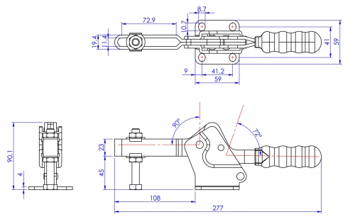 Horizontal Toggle Clamp Flat Base All Arm Types