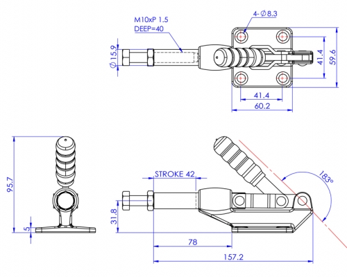 Stainless Steel Push Pull Toggle Clamp Flat Base