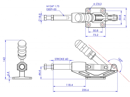 Push Pull Toggle Clamp Flat Base