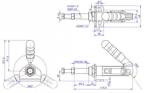 Push Pull Toggle Clamp Nose Mounted