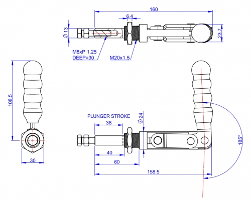 Push Pull Toggle Clamp Nose Mounted