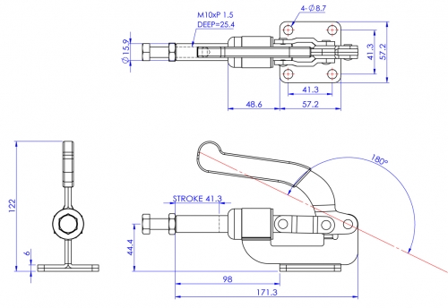 Push Pull Toggle Clamp Flat Base