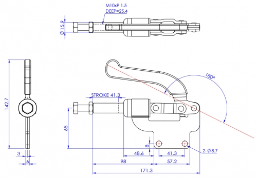 Push Pull Toggle Clamp Straight Base