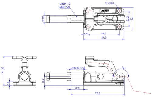 Stainless Steel Push Pull Toggle Clamp Flat Base