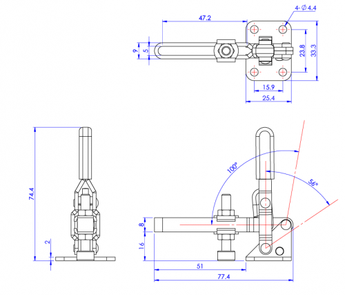 GH-101-AL Model of Vertical Hold Down Clamps