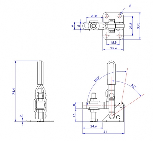 GH-101-ASS Model of Vertical Hold Down Clamps