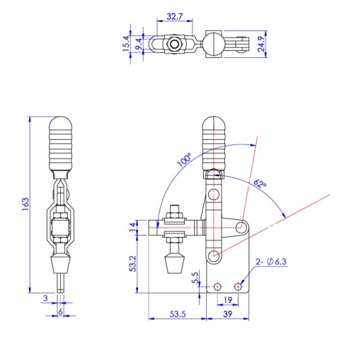 Vertical Toggle Clamp Straight Base All Arm Types