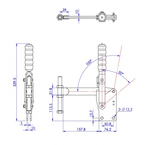 Vertical Toggle Clamp Straight Base All Arm Types