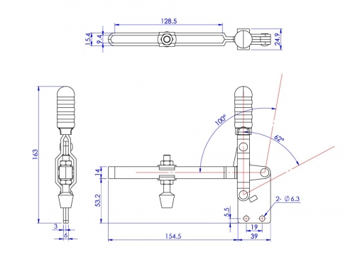 Vertical Toggle Clamp Straight Base All Arm Types