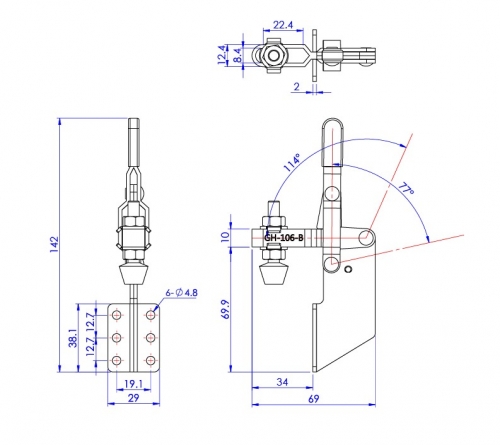 Vertical Toggle Clamp Side Mounting Type