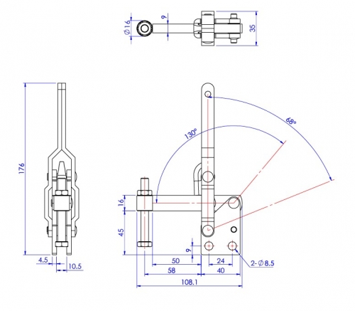 Vertical Toggle Clamp Straight Base All Arm Types