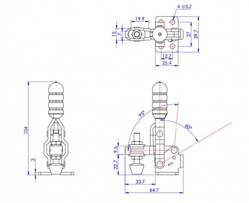 GH-12050-U Model of Vertical Hold Down Clamps