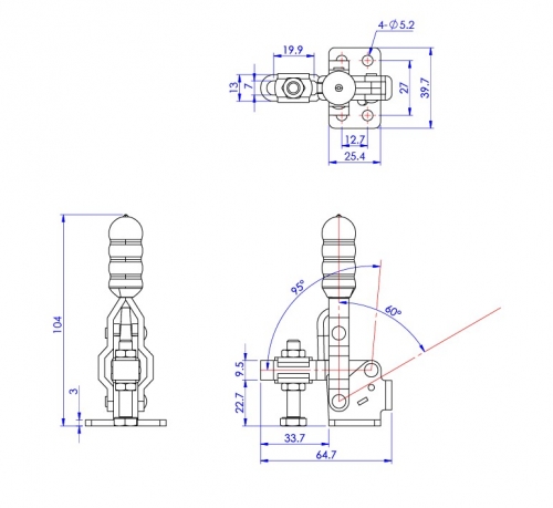 GH-12050-USS Model of Vertical Hold Down Clamps