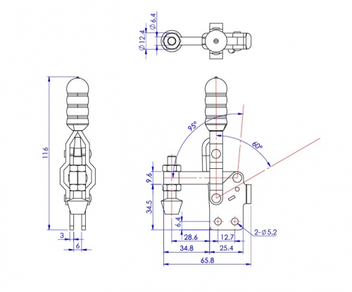 Vertical Toggle Clamp Straight Base All Arm Types