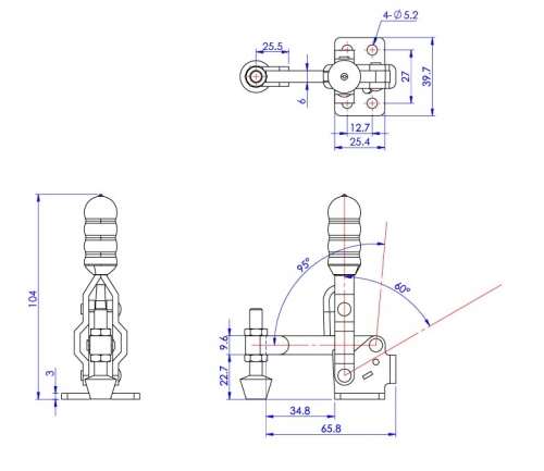 Vertical Toggle Clamp Flat Base Fixed & Solid Arm