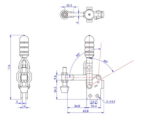 Vertical Toggle Clamp Straight Base All Arm Types