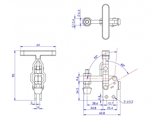 Vertical Toggle Clamp 'T' Handle & Low Profile