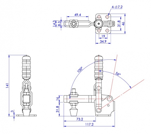 GH-12130 Model of Vertical Hold Down Clamps