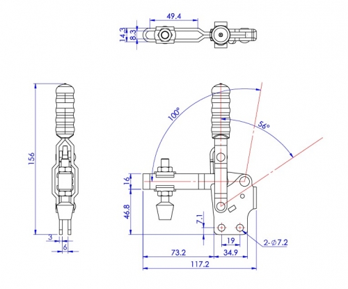 Vertical Toggle Clamp Straight Base All Arm Types