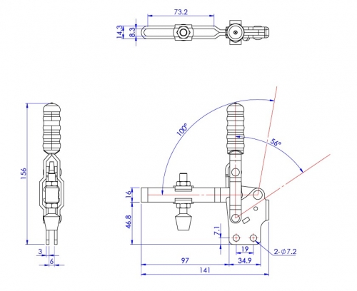 Vertical Toggle Clamp Straight Base All Arm Types