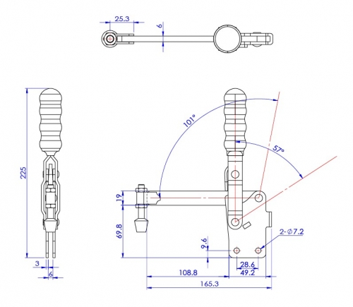 Vertical Toggle Clamp Straight Base All Arm Types