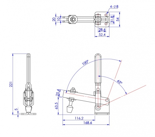 GH-12305 Model of Vertical Hold Down Clamps