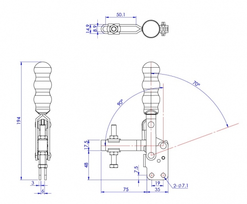 Vertical Toggle Clamp Straight Base All Arm Types