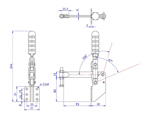 Vertical Toggle Clamp Side Mounting Type