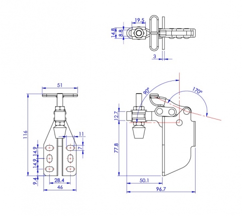 Vertical Toggle Clamp Side Mounting Type