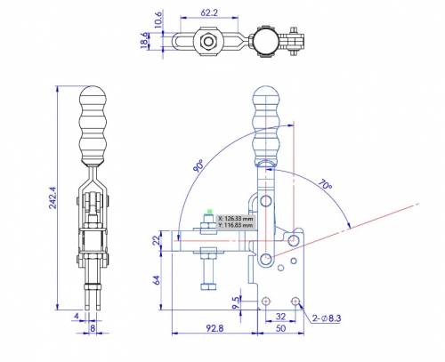 Vertical Toggle Clamp Straight Base All Arm Types