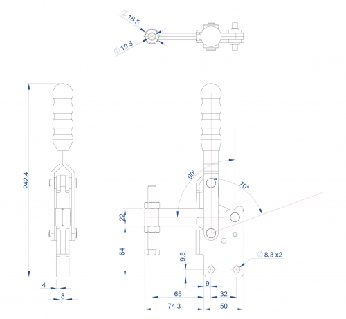 Vertical Toggle Clamp Straight Base All Arm Types