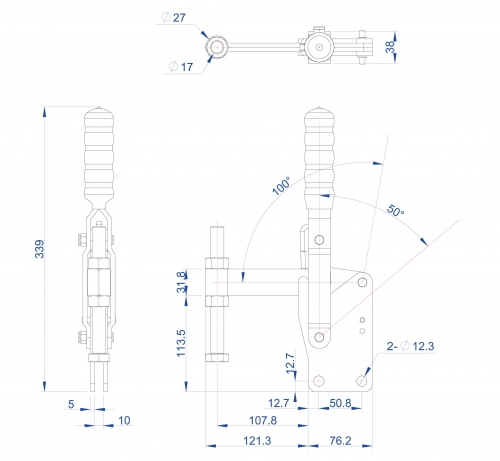 Vertical Toggle Clamp Straight Base All Arm Types