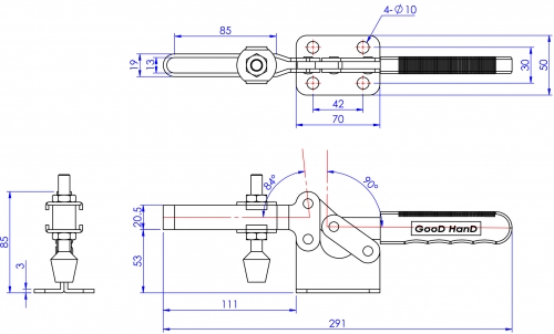 Horizontal Toggle Clamp Flat Base All Arm Types