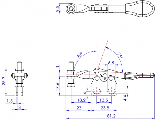 Horizontal Toggle Clamp Straight Base All Arm Types