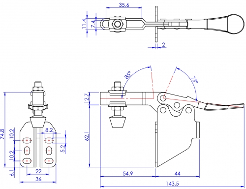 Horizontal Toggle Clamp Side Mounting Type