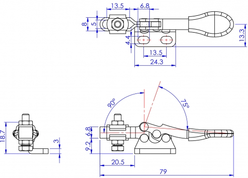 GH-201-L Model of Horizontal Hold Down Clamps