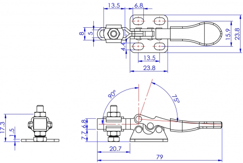 GH-201-SS Model of Stainless Steel Horizontal Toggle Clamps