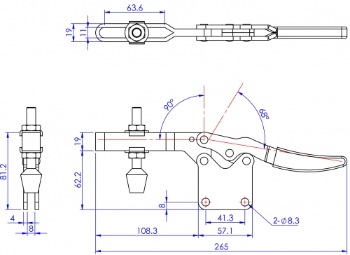 Horizontal Toggle Clamp Straight Base All Arm Types