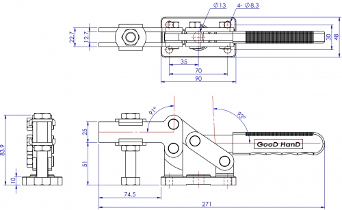 Horizontal Toggle Clamp Flat Base All Arm Types