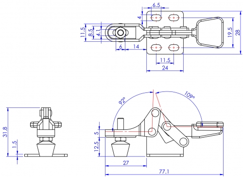 GH-20800 Model of Horizontal Hold Down Clamps