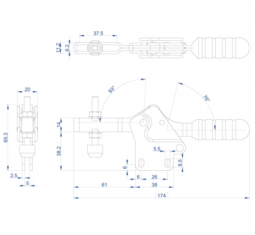 Horizontal Toggle Clamp Straight Base All Arm Types